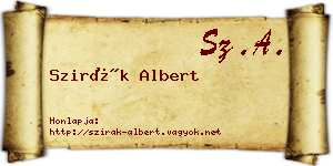 Szirák Albert névjegykártya
