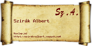 Szirák Albert névjegykártya